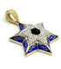 14K Gold & Diamond With Blue Enamel Star of David Necklace